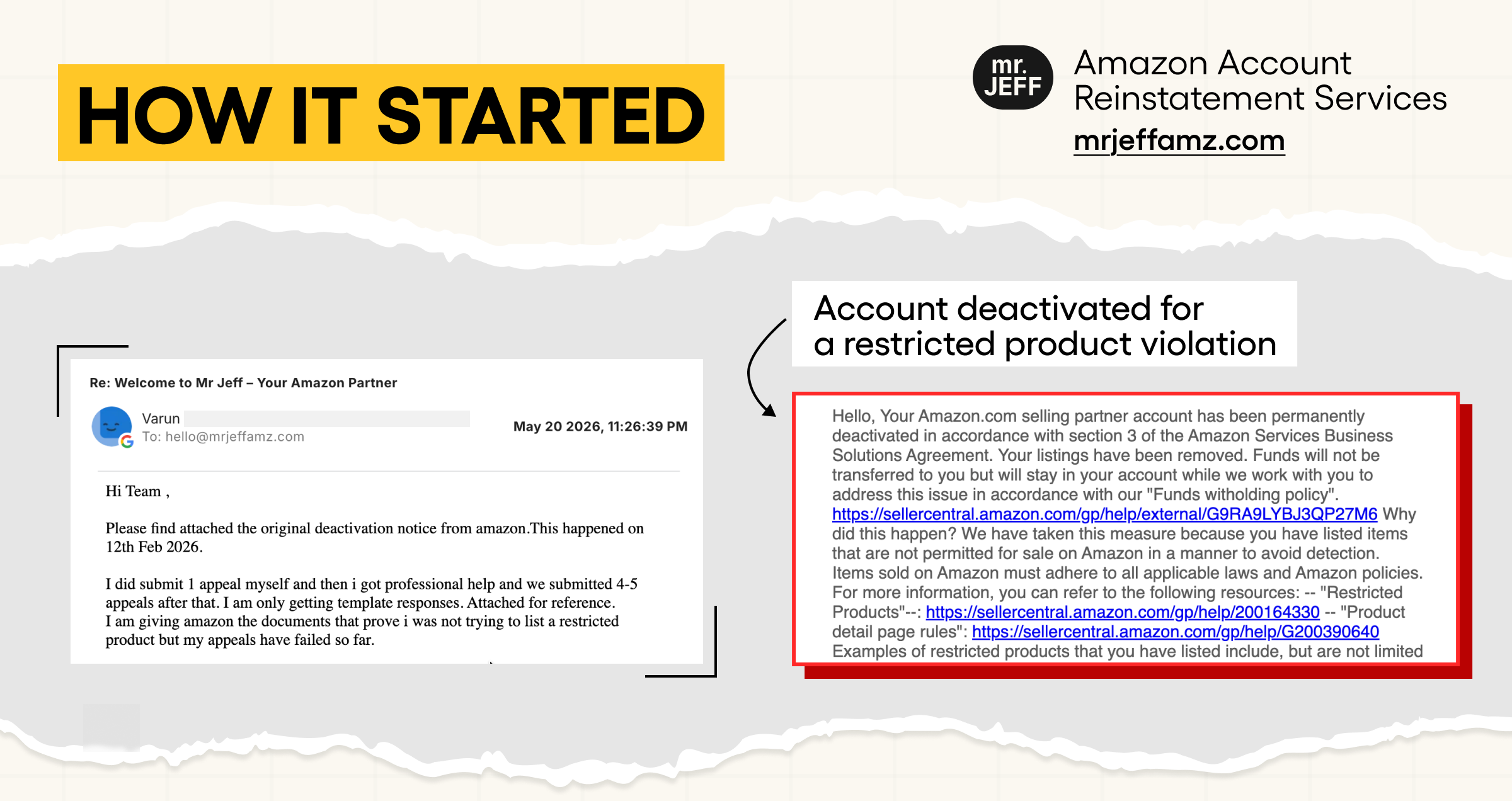 Amazon seller account deactivated for a restricted product violation – Reinstatement Case Study